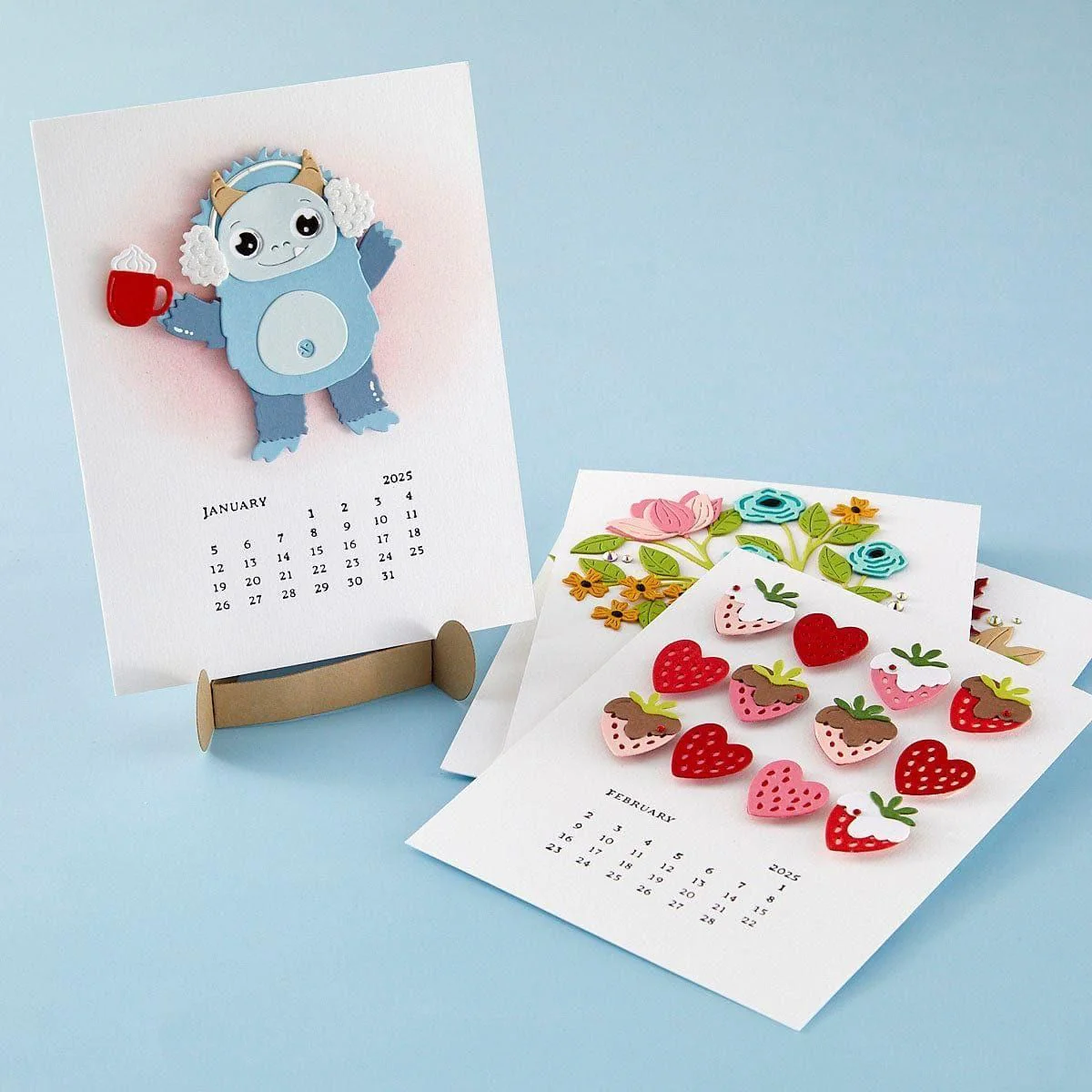 2025 DIY Calendar Press Plates and DIY Easel BetterPress Dies Bundle from the Florals Through the Year Collection - Image 2
