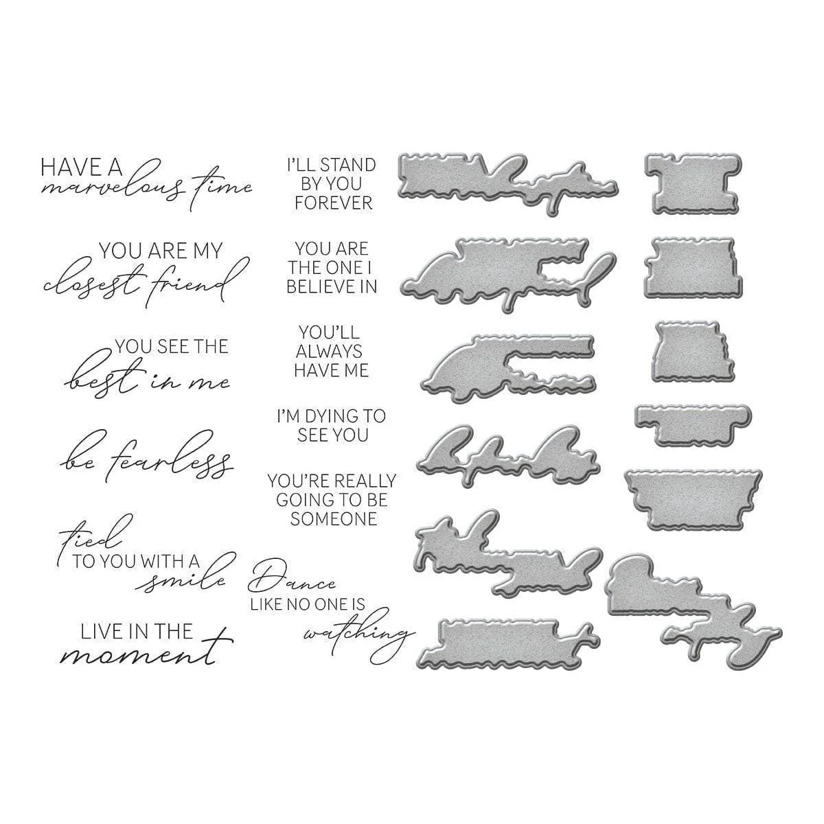 Bestie Sentiments Press Plate & Die Set from the Beads of Friendship Collection - Image 2