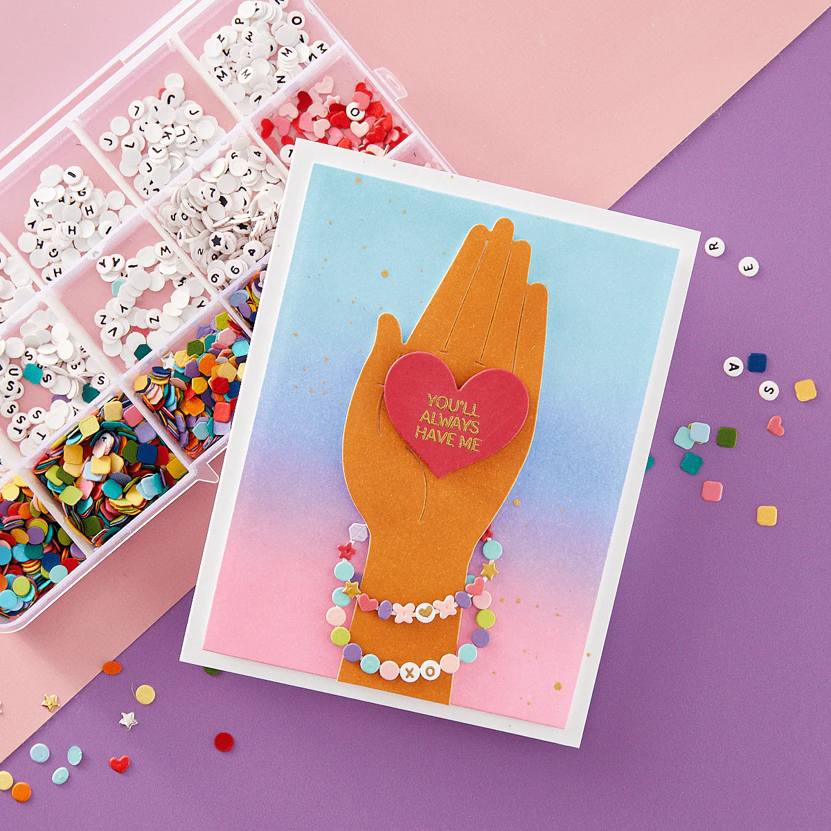 Bestie Sentiments Press Plate & Die Set from the Beads of Friendship Collection - Image 3