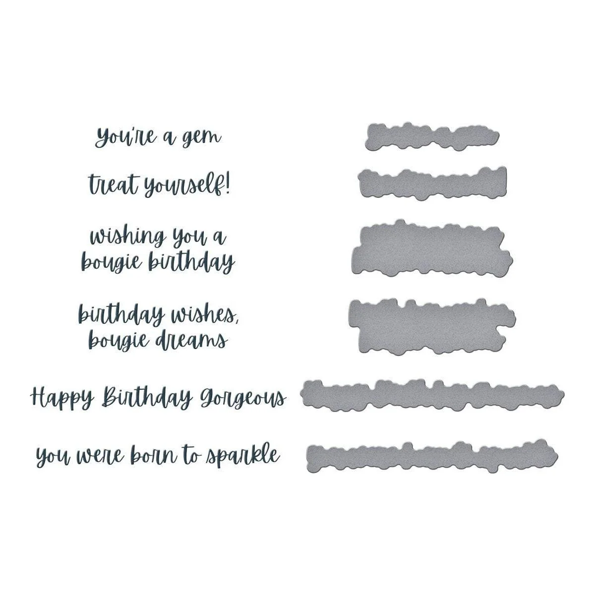 Bougie Birthday Sentiments Press Plate & Die Set from the Bougie Birthday Collection by Nina Boettcher - Image 2
