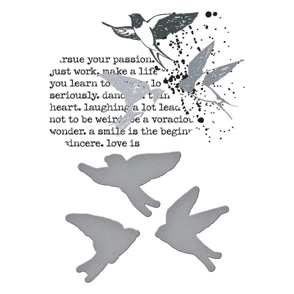 Collaged Birds BetterPress Plates & Die Set by Dina Wakley - Image 2