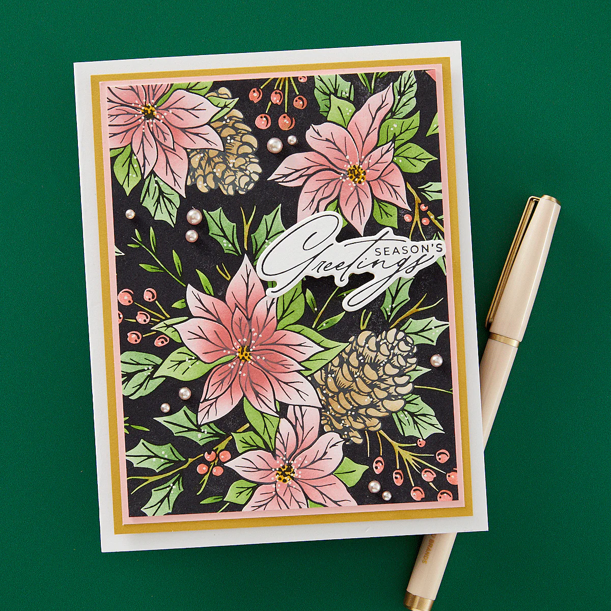 Festive Poinsettias BetterPress and Stencil Bundle from the Amaryllis Christmas Collection by Yana Smakula - Image 3