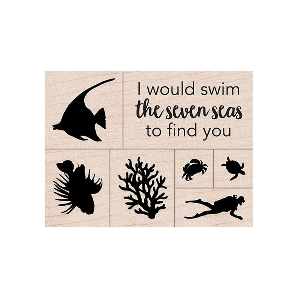 Hero Arts Swim the Seven Seas Woodblock Stamp