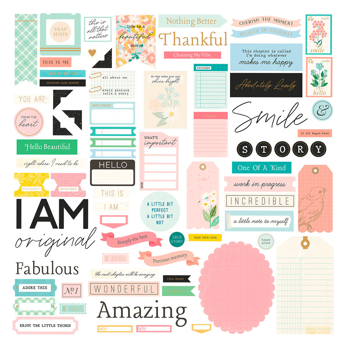 Rosie's Studio Hello It's Me! Cardstock Diecut Ephemera Sentiments - Image 2