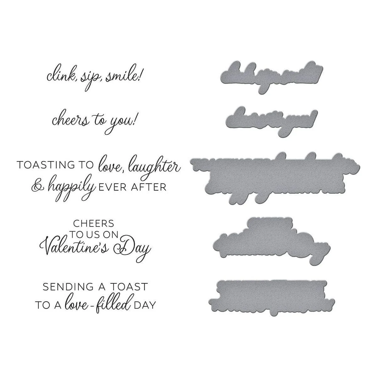 Valentine Happy Hour Sentiments BetterPress Plate & Die Set - Image 2