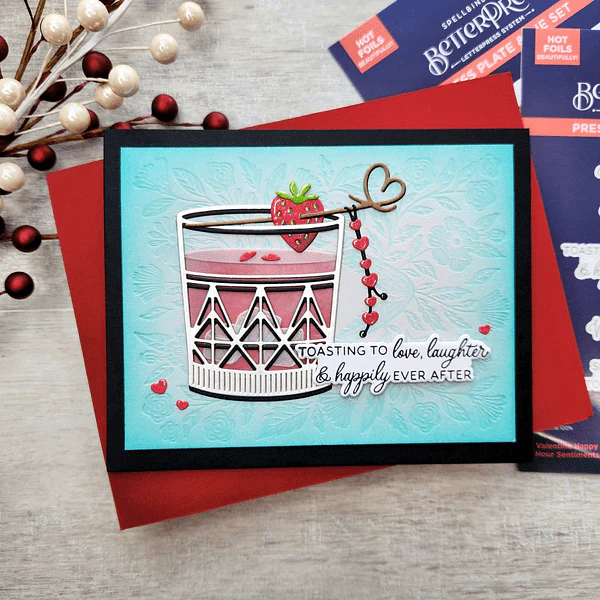 Valentine Happy Hour Sentiments BetterPress Plate & Die Set - Image 7